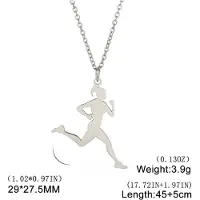 Hi Necklace Löpande Flicka Hänge Halsband Rostfritt Stål Löpare Sport Halskedja Andliga Idrottare Fest Smycken Maratonälskare Gåva white