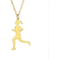 Hi Necklace Löpande Flicka Hänge Halsband Rostfritt Stål Löpare Sport Halskedja Andliga Idrottare Fest Smycken Maratonälskare Gåva beige