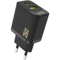 Dudao A26TEU adapter 25W GaN 1xUSB-C 1xUSB-A svart