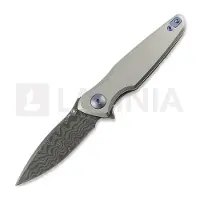 Spartan Blades Pandia Damascus fällkniv, Satin/Blasted Titanium & Blue HW