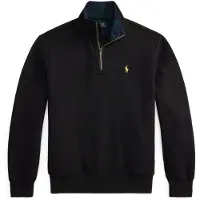 Ralph Lauren för män. 710B28291001 Svart sweatshirt med halv dragkedja (S), Casual, Bomull, Lång ärm