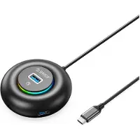 ORICO YXR4-C3 RGB USB-hubb med 4 USB-A 3.0-portar och ljud-/mikrofonport, 1,8 m – svart