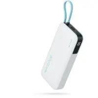 Cuktech CUKP200NGLLG 55W 20000mAh Powerbank med inbyggd USB-C-kabel - Vit