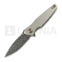 Spartan Blades Pandia Damascus fällkniv, Satin/Blasted Titanium & Bronze HW