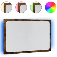 vidaXL Badrumsspegel LEDs sonoma-ek 60x8,5x38 cm konstruerat trä