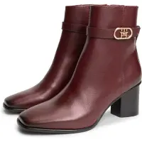Tommy Hilfiger Leather Buckle Strap Block Heel Ankle Boots