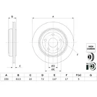 Bosch Bromsskiva 0 986 479 G84 bak, ventilerad, höggradigt förkolnad, 1 Stycke