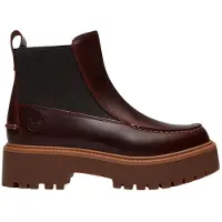 Timberland för kvinnor. TB0A5TGPEIW1 Läderboots Chelsea Stone Street vinröda (41 W), Hud, 1 till 3 cm, Ingen, Casual, Granat