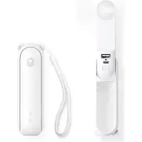 JISULIFE Handhållen fläkt Life8 Mini bärbar USB-fläkt med 2000 mAh powerbank och ficklampa - Vit