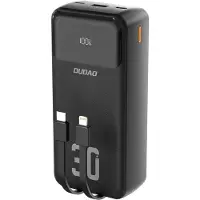 Dudao Powerbank 30000mAh med snabbladdning och inbyggda kablar – svart