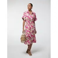 Lola Casademunt Skjortklänning beige / rosa / rubinröd / off-white