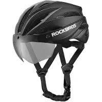 RockBros cykelhjälm med snabbspänne och avtagbara glasögon med UV-skydd unisex svart/brun