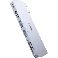 Baseus UltraJoy 6-i-1 USB-C-hubb 40 Gb/s USB 3.0 HDMI 4K SD/microSD-kortläsare – grå