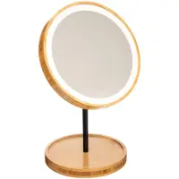 5 Five Kosmetisk spegel LED, rund, bambu
