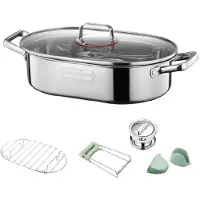 Titanium Multifunktionell Oval Fiskångare Rostfritt Stål Ångad Fiskgryta Kastrull 1 white