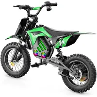 IScooter A14 Barn EL DIRTBIKE 14 Tum 500W Motor 36V5.2Ah Batteri 20-22km Räckvidd Stötdämpning, Bluetooth LED-ljus grön