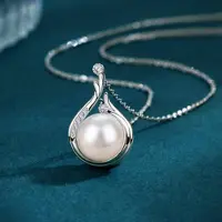 YIRAN Jewelry Sterling Vattendroppe Hängsmycke Halsband Pärla Förlovning Bröllopsfest Eleganta Accessoarer för Kvinnor Mode Smycken gray