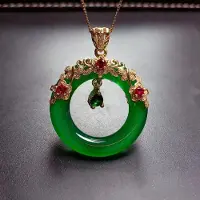 YIRAN Jewelry Klassisk lyx naturlig Hetian jaspis hänghalsband utsökta kristaller blomma ring design kedja bröllopsförlovningssmycken 45cm white