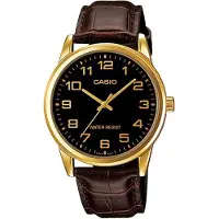 Casio DRESS-serie enkel modetrend business casual klassisk visare digital display vattentät kvartsurverk läderarmband Japansk MTP-V001GL-1B svart