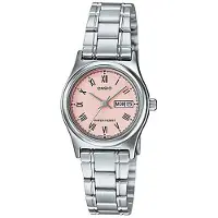 Casio STANDARD-serie livsvattentät kvartsverk rostfritt stålarmband Japansk och koreansk klocka dam;s klocka rosa urtavla LTP-V006D-4B rosa