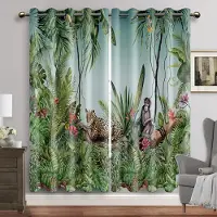 Yiran Furniture Djur från regnskogen Tryckta Fönstergardiner för Sovrummet Draperier i Nordisk Stil för Vardagsrum Sovrum Kök Heminredning 2 Paneler W60H60(CM)x2PCS&HOOK