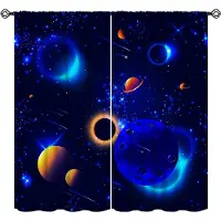 Yiran Furniture 2 st Rymdtema Dörrgardinsset med Galaxdesign Polyesterpanel Draperier för Olika Rumsfönsterdekorationer Paneler 100W130H(CM)40x51in&Grommet Top