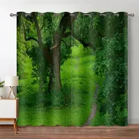 Yiran Furniture Skogsgardiner Djungelträd Naturlandskap Fönstergardin Persienner för Vardagsrum Sovrum Vattenfall Vänster och Höger Tvådelad Öppen W50 X H130(CM)X2&Grommet Top