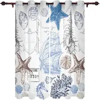 Yiran Furniture 2 ST Ankare Sjöstjärna Ränder Fönstergardiner Sovrum Kök Draperier Panel Heminredning Gardiner för Vardagsrum Golv-till-tak (W50H130cm)-2pcs&Rod Pocket