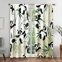 Yiran Furniture Tecknad Animation Panda Djur Fönstergardiner i Barnrum Vardagsrum Hall Behandlingar Kök Heminredning Draperier Persienner 2 st W50 X H130(CM)X2&Grommet Top
