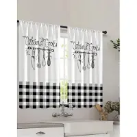 Household supplies MH 2 st Fönstergardin, Modern Fräsch Rutig Solros Tryckt Hemdekoration Kök sovrum Fönstergardiner Med Stångficka 70x90CM white