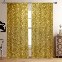 Yiran Furniture Guld Pulver Glitter Regnbågsfärg Tryckta Gardiner, Sovrum, Vardagsrum, Kök Dekorativa Gardiner, Kan Anpassas, 2 st W50xH130(CM)x2PCS&Grommet Top