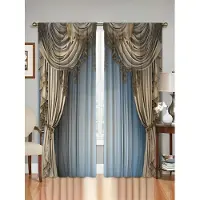 Yiran Furniture 2 st Digitaltryckta Gardiner Med Modern Retro Högkvalitativ Polyesterfiber, Hushållsdekor Stångtopp Draperier För Alla Säsonger W60 X H150(CM)X2&Grommet Top