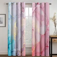 Yiran Furniture 2 paneler Marmorgardiner Rosa Guld Grå Gardiner för Lyxigt Sovrum Vardagsrum Kök Fönsterblinds Draperi cortina Stångficka 2x250W250H(CM)&rod pocket