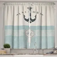 Yiran Furniture Vintage Ankargardiner Nautiskt Element Skepp Segling Resetema Gardin Vardagsrum Pojksovrum Fönster Draperier 2-delars Set W55 X H185cm X 2&Grommet Top