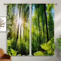 Yiran Furniture Naturlandskap 3D-tryck Dekoration Dekorativa Gardiner, Vardagsrum Sovrum Kök Halvmörkläggande Gardiner 2 ST W50xH140(CM)x2PCS&Grommet Top