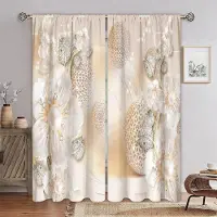 Yiran Furniture Vintage Pärla Diamant Guld BlommaFri Frakt Fönstergardiner För Vardagsrum Barnsovrum Badrum Kök Dörr Heminredning2st W65X60H(cm)X2Pcs&Grommet Top