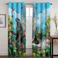 Yiran Furniture 2 Delar Tecknad Söt Dinosaurie Polyestertyg Tyg Gardin för Vardagsrum Sovrum Barnrum Förskola Gratis Frakt (W70H185cm)-2pcs&Grommet Top