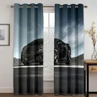 Yiran Furniture Röd Svart Sportbil Mörk Cool Barn Fönstergardiner i Barnrum Vardagsrum Hall Behandlingar Kök Dekoration Draperier Persienner W50 X H130(CM)X2&Grommet Top