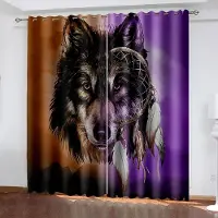 Yiran Furniture Djur Varg Tiger Leopard Höga Mörkläggningsgardiner Vardagsrum Barnrum Sovrum Tjock Skuggning Draperi Ny Stil Mörk Gardiner W55 X H120cm X 2&Grommet Top