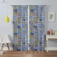 Yiran Furniture Bohemiska fönstergardiner med färgglatt mönster, tryckt gardin, stångficka, sovrum, vardagsrum, arbetsrum, kök, 2 delar W50xH130(CM)x2PCS&Rod pocket