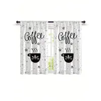Yiran Furniture 2 st Köksredskap Tryck Dekoration Stång Liten Gardin Kök Gardin för att Dekorera Sovrum Studierum Kaféer och Vardagsrum 70x100cm 27.5x42inch vit