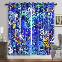 Yiran Furniture Tecknad Spelkontroll Switch Gardiner för Pojkrum Graffiti Ord Videospel Fönsterdraperier Spelare Vardagsrumsdekoration W50 X H130(CM)X2&Hook