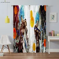 Yiran Furniture 2 stycken japanska tecknade tryckta gardiner sovrum vardagsrum arbetsrum studenthem dekorativa gardiner kan anpassas W50X130H(CM)X2PCS&Rod pocket