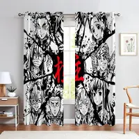 Yiran Furniture 3D Tecknad Anime Karaktär Gardiner Barns Favorit Sovrumsinredning Anime Gardiner 2 Paneler Pojke Flicka Rum Arbetsrum Fönsterdekor W50X130H(CM)X2PCS&Grommet Top
