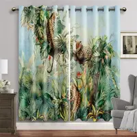 Yiran Furniture 2 st Tecknad Zoo Djur Djungel Lejon Träd Fönstergardiner Persienner För Vardagsrum Barn Sovrum Badrum Kicthen Dörr Heminredning 100W130H(CM)40x51in&Grommet Top