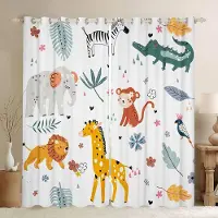 Yiran Furniture Söta Giraffgardiner Mörkläggningsgardiner Flickor Barn Tecknad Djur Fönsterdraperier Vardagsrum Blommiga Fönsterdekorationer Vilda Djur W55 X H120cm X 2&HOOK