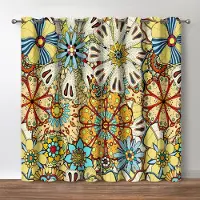 Yiran Furniture Indiska Mandala Mörkläggningsgardiner för Sovrum Bohemisk Design Öljetter Värmeisolerade Rum Hög Skuggning Gardiner Draperier 2 st W70 X H185cm X 2&Grommet Top