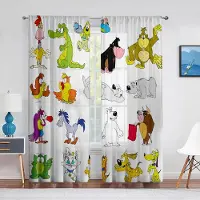 Yiran Furniture Djungelsafari Djur Skir Voile Gardin för Baby Sovrum Barn Barnkammare Söt Elefant Lejon Giraff Tiger Fönster Tyllgardiner W60X150H(cm)x2Pcs&Grommet Top