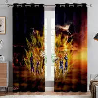 Yiran Furniture Hett Blodig Anime Tryckta Gardiner För Barnrum, Sovrum, Vardagsrum, Sovsal, Dekorativa Gardiner, Hemtextilier W70xH100(CM)x2PCS&Grommet Top