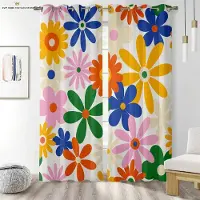 Yiran Furniture Blommiga Gardiner för Sovrum, Romantisk Pastoral Stil, Lätta att Tvätta och Sköta, Hemdekoration, 2 st W50X130H(CM)X2PCS&Grommet Top
